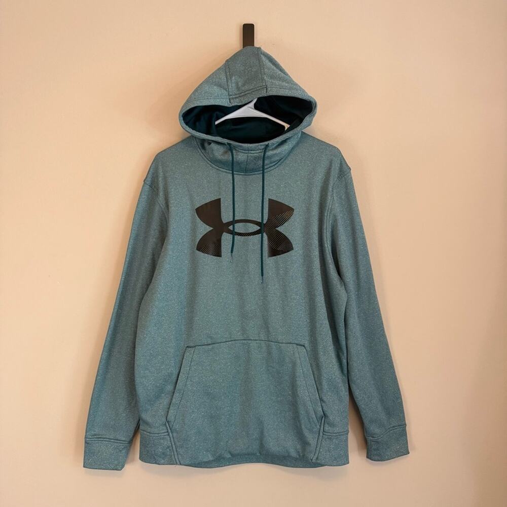 Under Armour Coldgear Men's Green Blue Loose Fit Pullover Hoodie Sweaters Size M